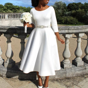 Elara Women’s Classic A-Line Midi Wedding Guest Dress