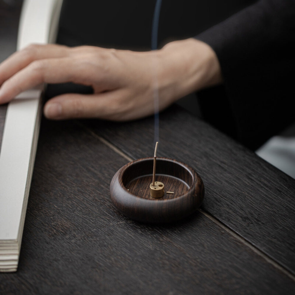 Round Solid Wood Incense Stick Holder Round Solid Wood Incense Stick Holder